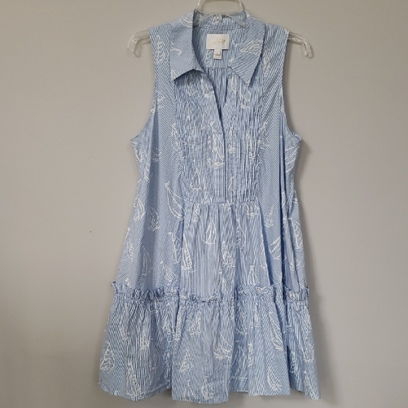 Lilly Pulitzer Dresses & Skirts - Lilly Pulitzer Dress Womens L Caylinn Sleeveless Popover Sailboat Print Tiered